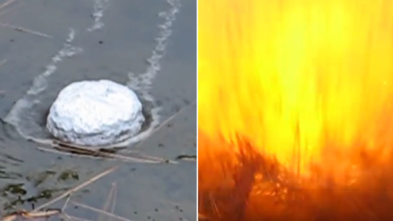 Des étudiants tentent la spectaculaire expérience du sodium jeté dans l'eau