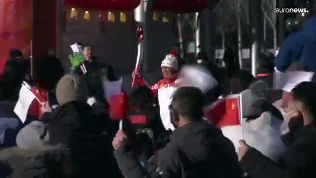 Le relais de la flamme olympique à Pékin, avant l'ouverture des JO