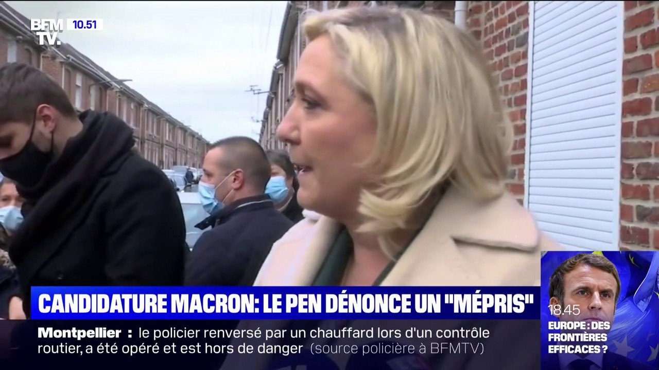 Candidature à la présidentielle: Marine Le Pen dénonce le "mépris" d'Emmanuel Macron