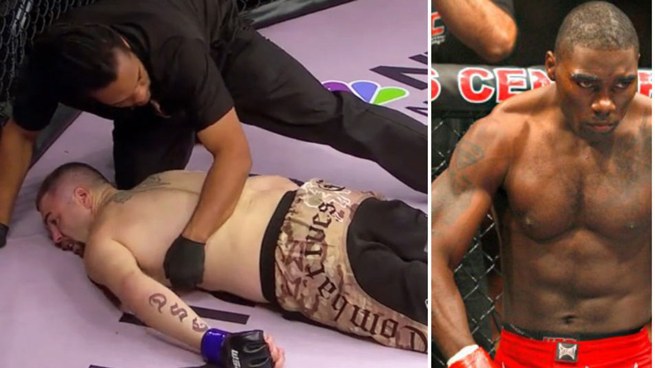 Anthony 'Rumble' Johnson schlägt seinen Gegner bewusstlos, nachdem ihm eine Gabel ins Auge gerammt wurde