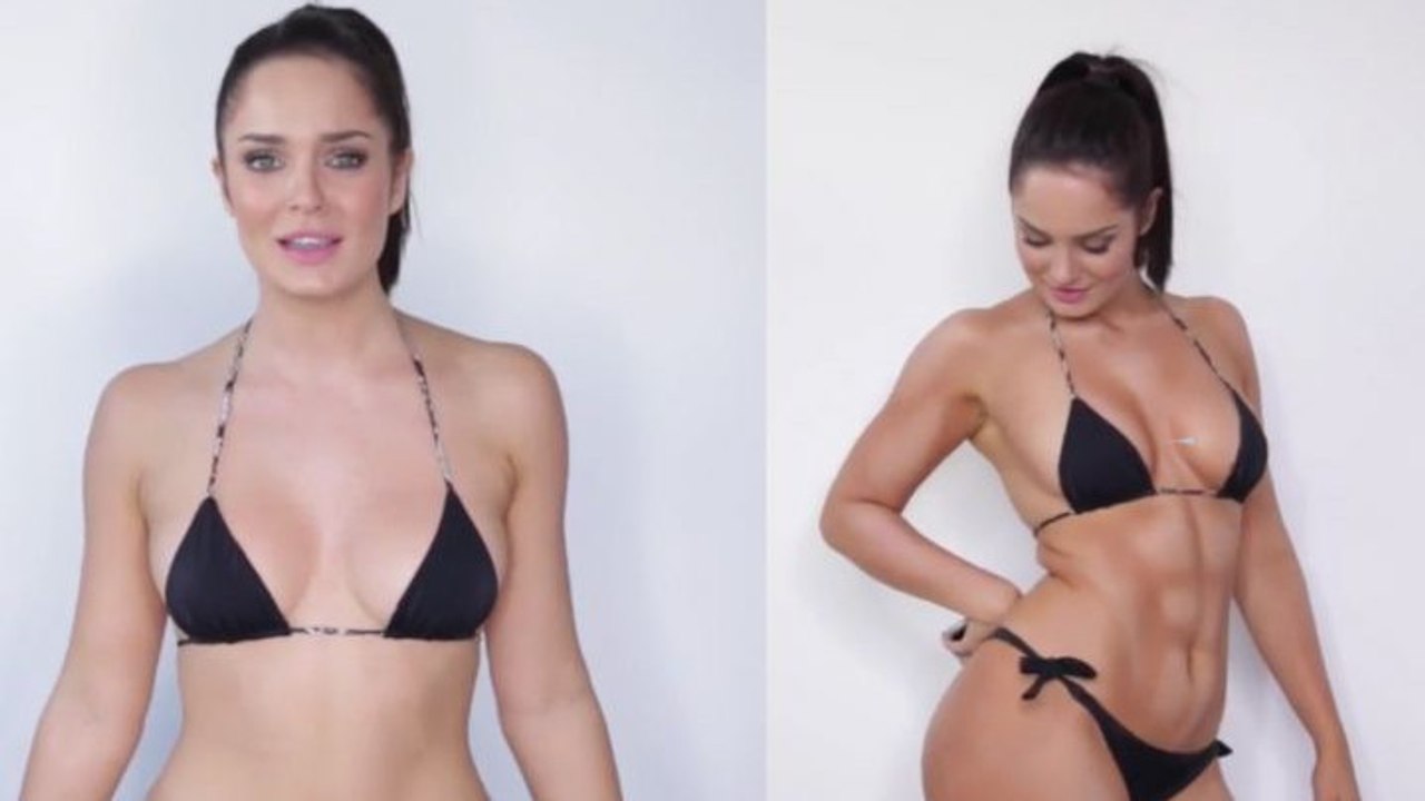 Diese junge Frau hat einen originellen Trick, um ihren Körper in wenigen Minuten muskulös aussehen zu lassen