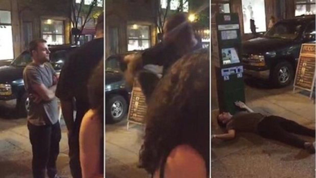 Dieser amerikanische Türsteher schlägt einen Unruhestifter auf brutale Weise KO