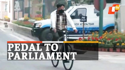 Watch: Health Minister Mansukh Mandaviya Reaches Parliament On Bicycle