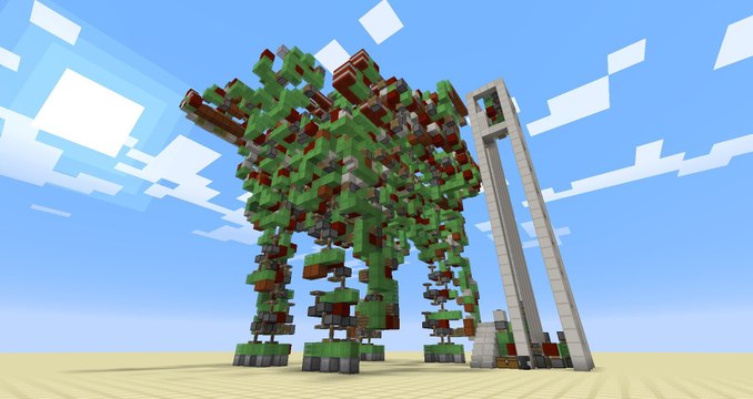 Dans Minecraft, ce joueur crée un robot géant capable de se déplacer et de tirer des missiles