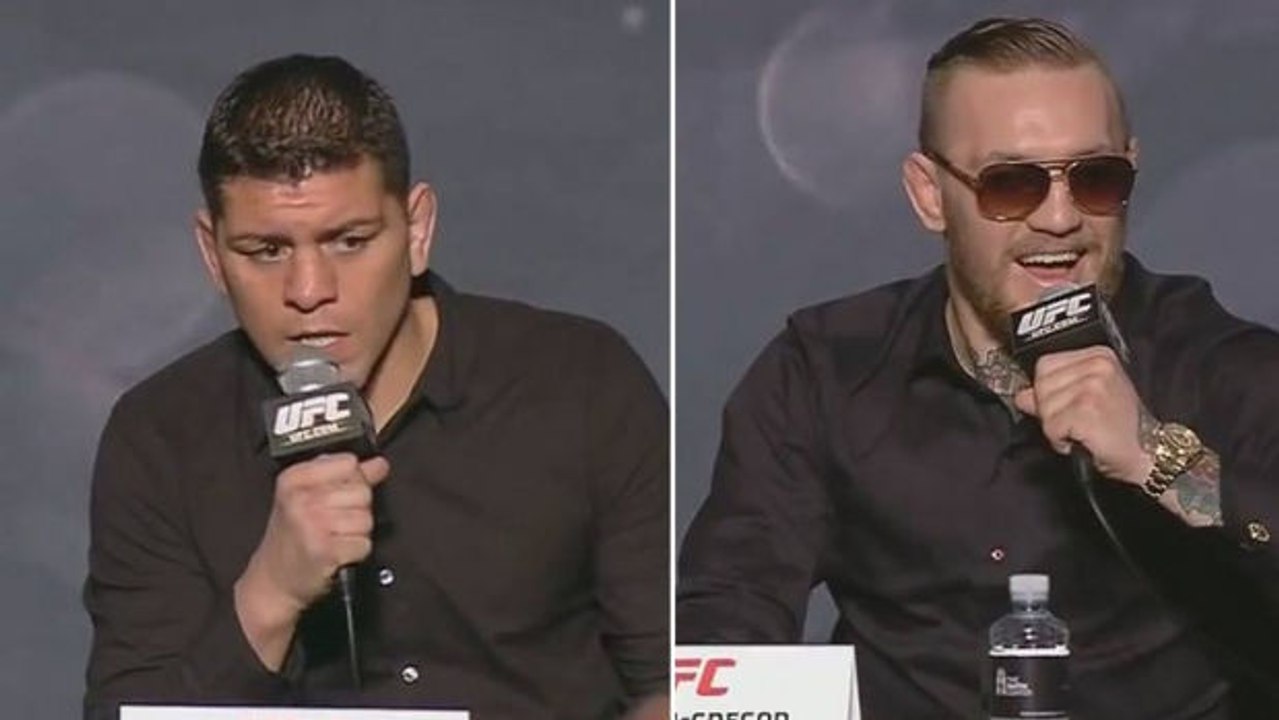 Conor mcgregor und nick diaz machen sich bei einer pressekonferenz gegenseitig...komplimente?!