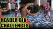 'Two-and-a-half men attempt the 'header bin' challenge '