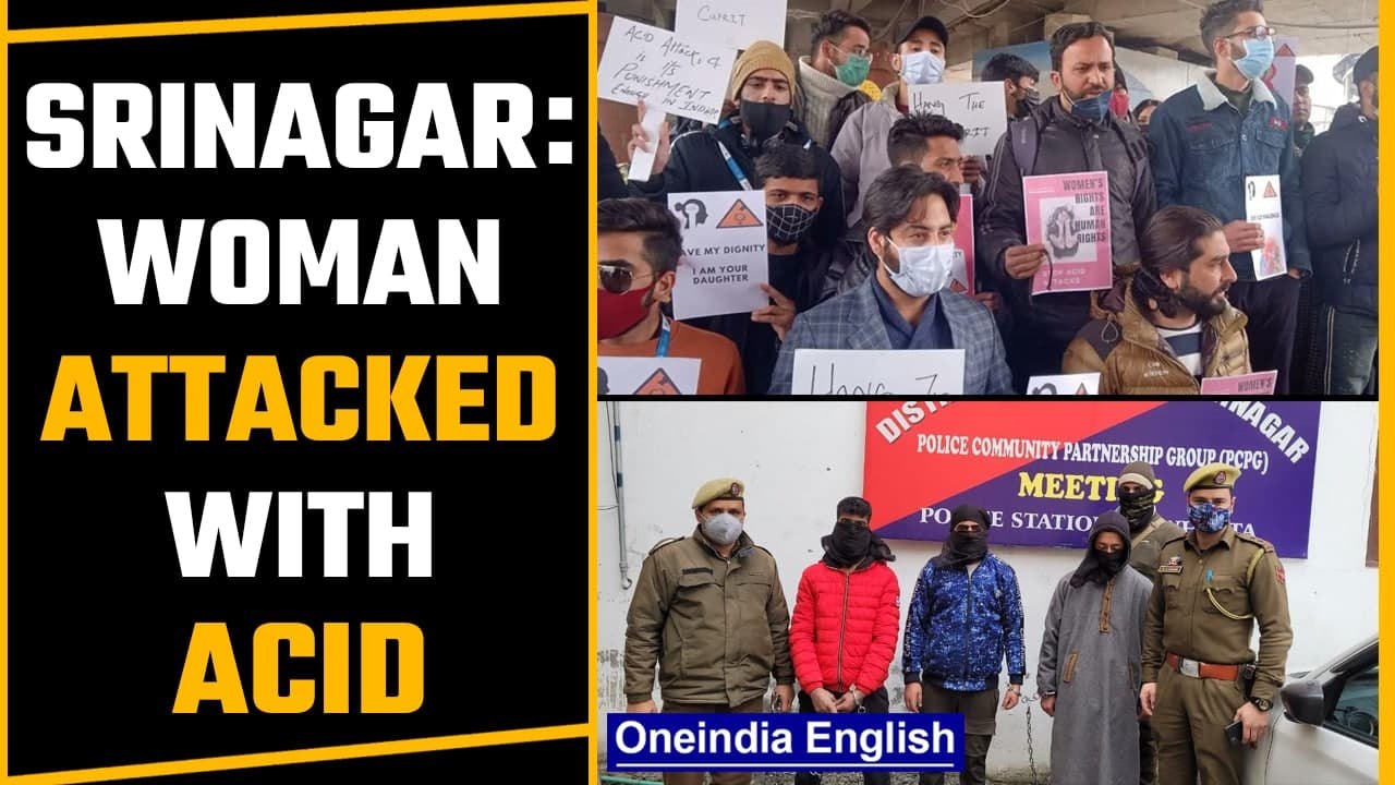 Srinagar: Woman attacked with acid, protesters demand capital punishment | Oneindia News