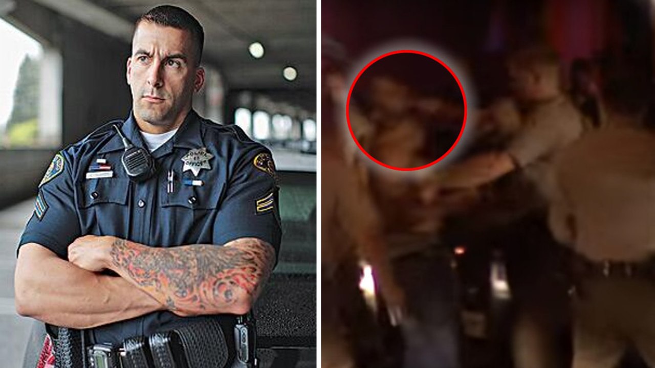 Ein Polizist aus Kalifornien haut einen aggressiven Junkie um!