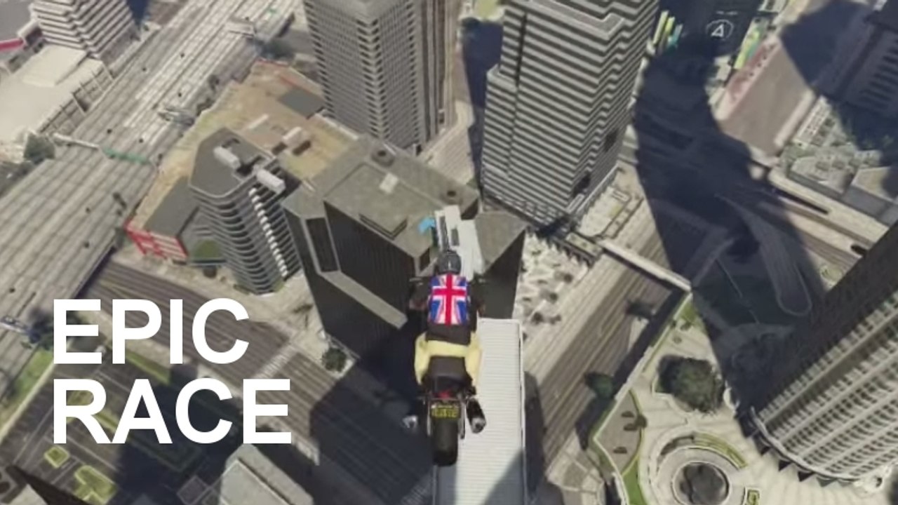 GTA 5 : un parcours en moto vertigineux au-dessus de Los Santos