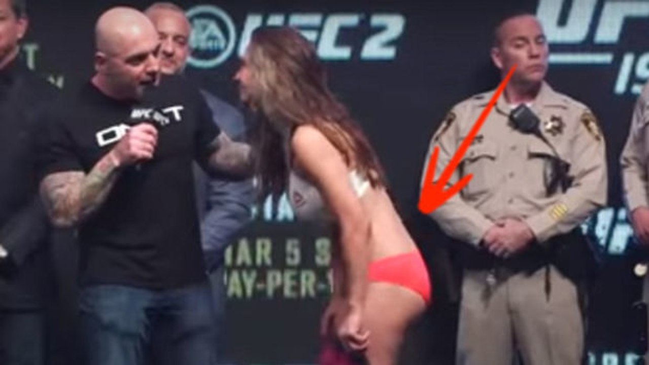 Miesha Tate reagiert auf den Spanner beim Wiegen