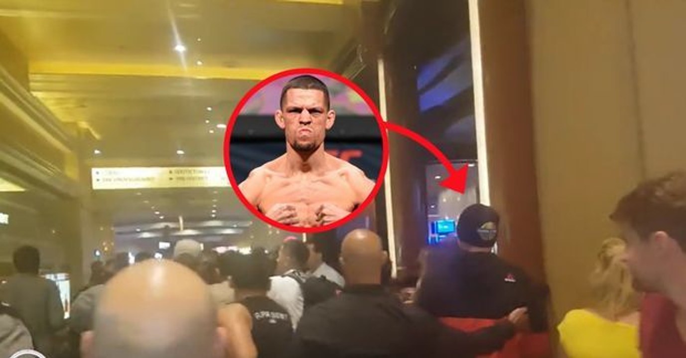 Nate Diaz wird in der MGM Grand Arena von McGregor-Fans belästigt