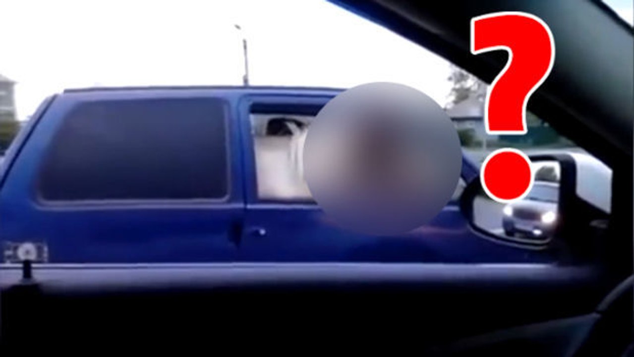 Dieses Auto, das auf einer russischen Straße gefilmt wurde, hat einen seltsamen Passagier