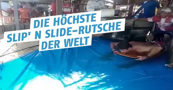 Sieh hier die höchste und schwindelerregendste Slip ’N Slide-Rutsche der Welt