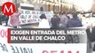 Protestan habitantes del Valle de Chalco afuera del Palacio Nacional, CDMX