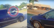 Ein Autofahrer beschmeißt einen Motorradfahrer mit einer Flasche, doch seine Rache ist noch fieser