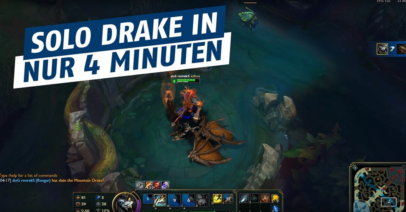 League of Legends: Ohne Leben zu verlieren! Rengar kann den Drachen auf Level 3 im Alleingang killen