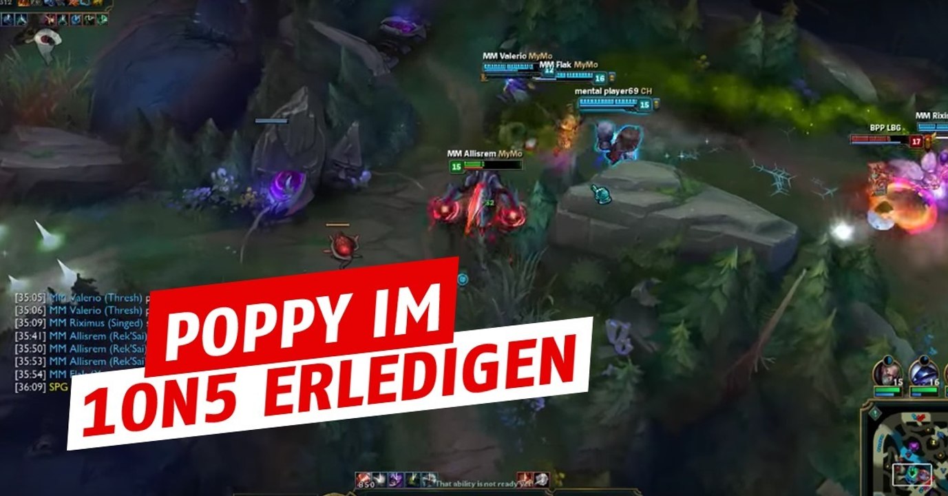 League of Legends: Wie lange braucht man, um Poppy im 1on5 zu töten?