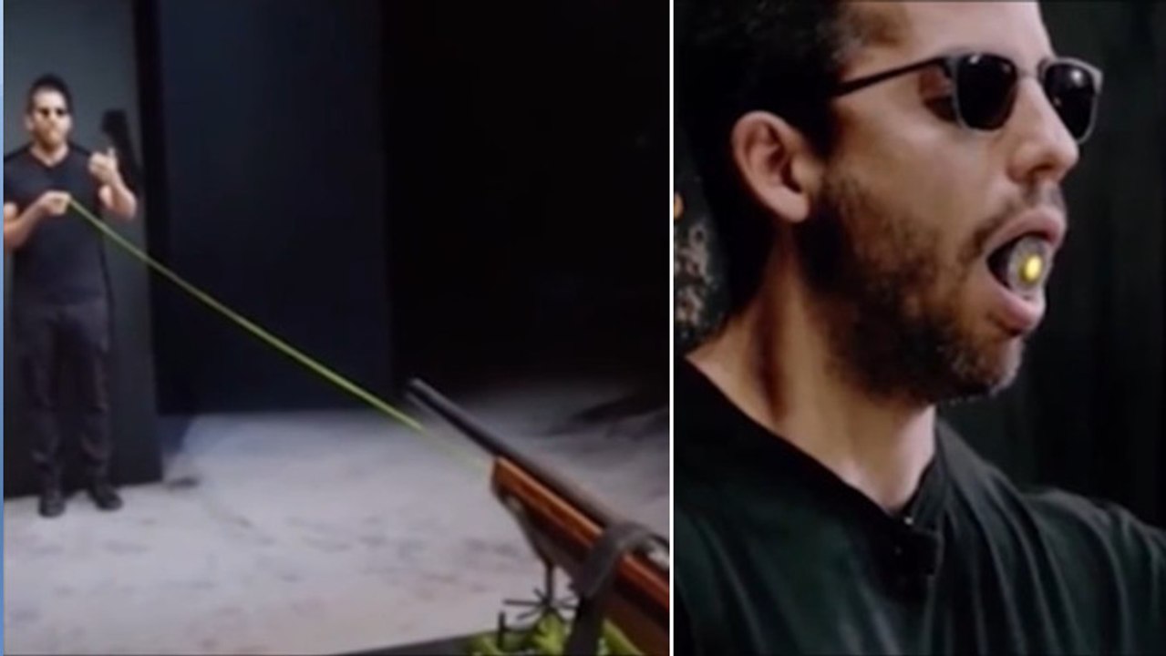 Der Magier David Blaine schießt sich in den Mund!