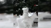Kastamonu esnafı Kurtuluş mücadelesinin kilit isimlerinin kardan heykellerini yaptı