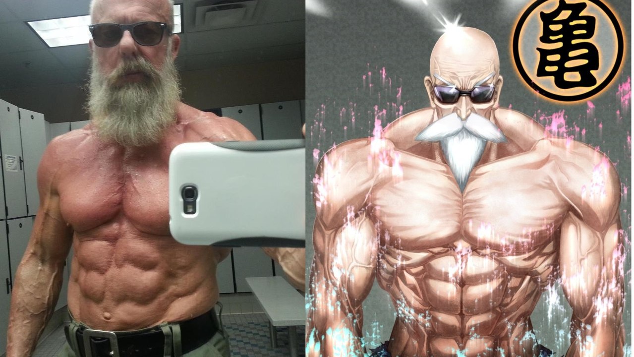 Entdeckt hier Andreas Cahling, einen 60-jährigen Bodybuilder, der aussieht wie Muten-Roshi aus Dragonball Z