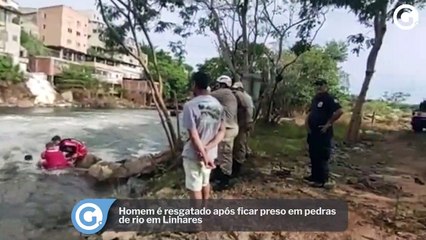 Homem é resgatado após ficar preso em pedras de rio em Linhares