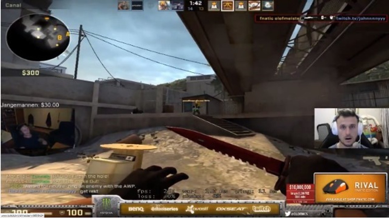 Counter Strike : un kill complètement cheaté à l'AWP signé olofmeister des Fnatic