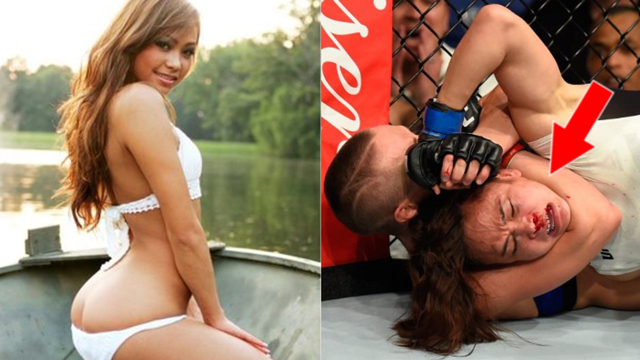 Michelle Waterson aka „Karate Hottie“ blutverschmiert nach ihrem Kampf gegen Rose Namajunas