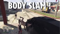 GTA 5 : un catcheur fou tente un bodyslam en Insurgent en plein Los Santos