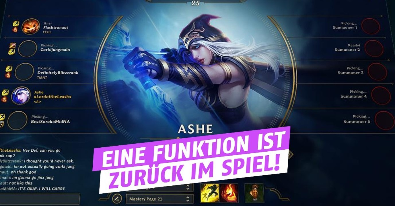 League of Legends: Diese Funktion ist seit kurzem deaktiviert, doch auf Patch 7.10 kommt sie wieder