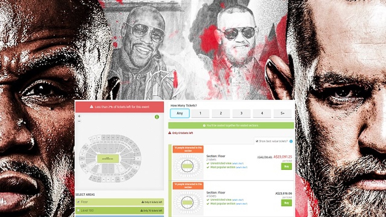 Die Ticketpreise für den Kampf Floyd Mayweather vs. Conor McGregor übertreffen alles, was es bislang gab