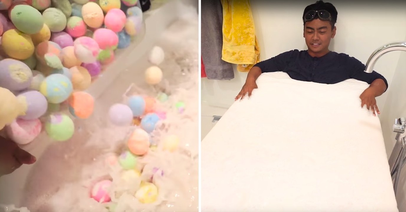 Ce youtubeur plonge 1 000 bath bombs dans sa ba...