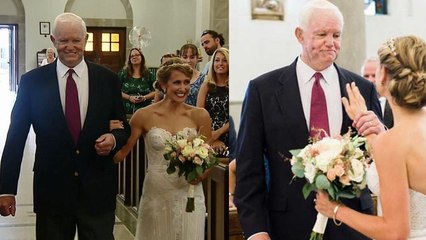 Cette femme marche jusqu'à l'autel avec l'homme qui s'est fait greffer le coeur de son père