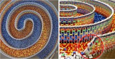Cette spirale de 15 000 dominos qui tombent va vous fasciner !