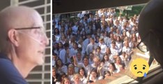 Ce professeur atteint d'un cancer ne s'attendait pas à voir 400 élèves venir chanter à sa fenêtre en guise de soutien !