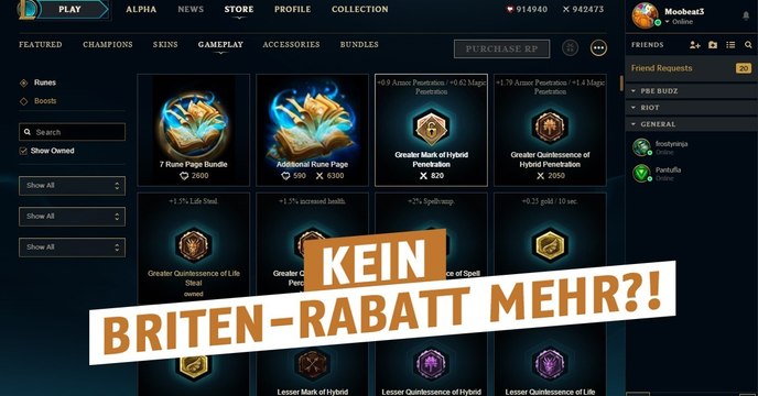 League of Legends: Wegen dem Brexit funktioniert der RP-Trick bald nicht mehr