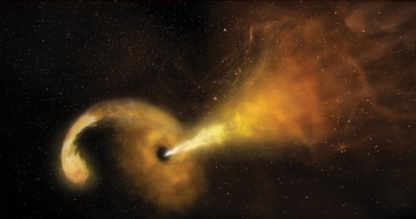 Schwarzes Loch erstmals in Aktion beobachtet: Hier wird ein Materiestrahl ausgespuckt