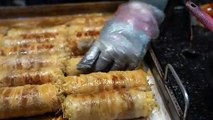 Street Food ~ Gulungan daging babi segar makanan jalanan korea - Korean street food fresh pork rolls