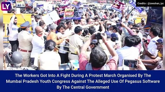 Mumbai: Congress And BJP Workers Clash Over Pegasus Issue, Zeeshan Siddique Detained Briefly