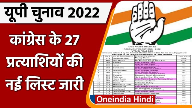 UP election 202 : Congress ने जारी की 27 और Candidates की लिस्ट, 11 महिलाएं भी | वनइंडिया हिंदी