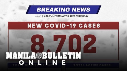 DOH reports 8,702 new cases, bringing the national total to 3,585,461, as of FEBRUARY 3, 2021