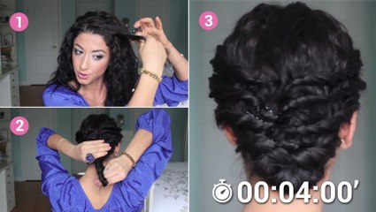 Un chignon torsadé pour cheveux frisés en moins de 5 minutes
