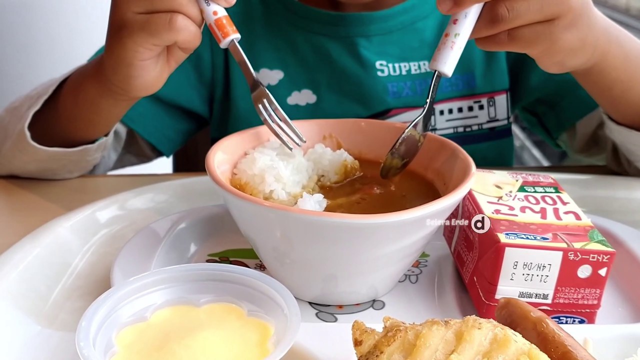 Mukbang Anak makan nasi Kare sambil liat kereta cepat shikansen lewat