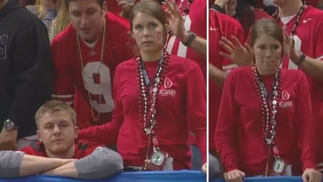 Cette fille réagit bizarrement quand elle s'aperçoit qu'elle est filmée en plein match...