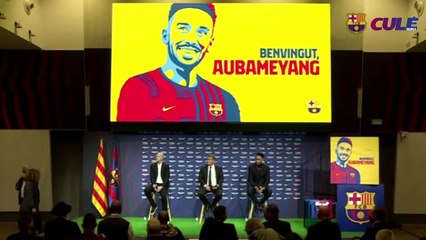 Presentación oficial de Aubameyang con el Barça / FCB