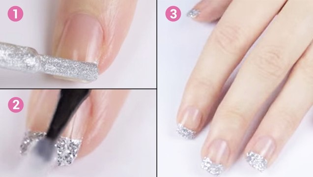 Cette french manucure à paillettes est super originale. Apprenez à la réaliser facilement !