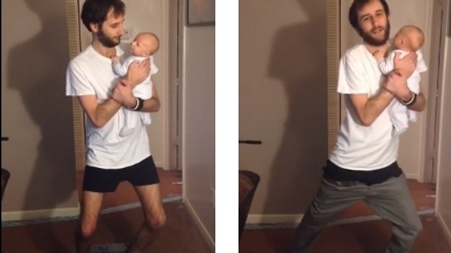 Ce père de famille a une technique géniale pour enfiler son pantalon sans les mains