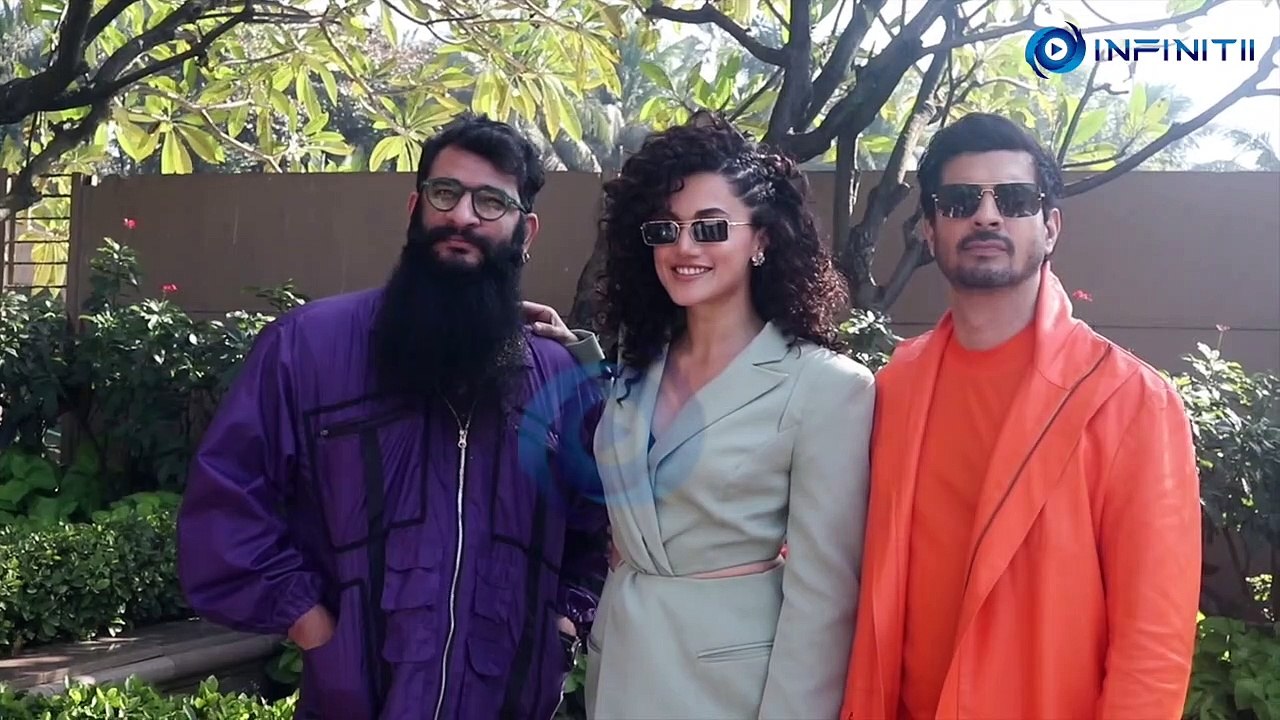Taapsee Pannu, Tahir Raj Bhasin, Neha Dhupia Along With Director Aakash Bhatia Spotted Promoting Their Film Looop Lapeta At Bandra