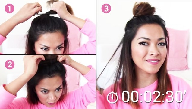 Vous n'avez pas d'idée pour coiffer vos cheveux mi longs ? Essayez ce bun très tendance !