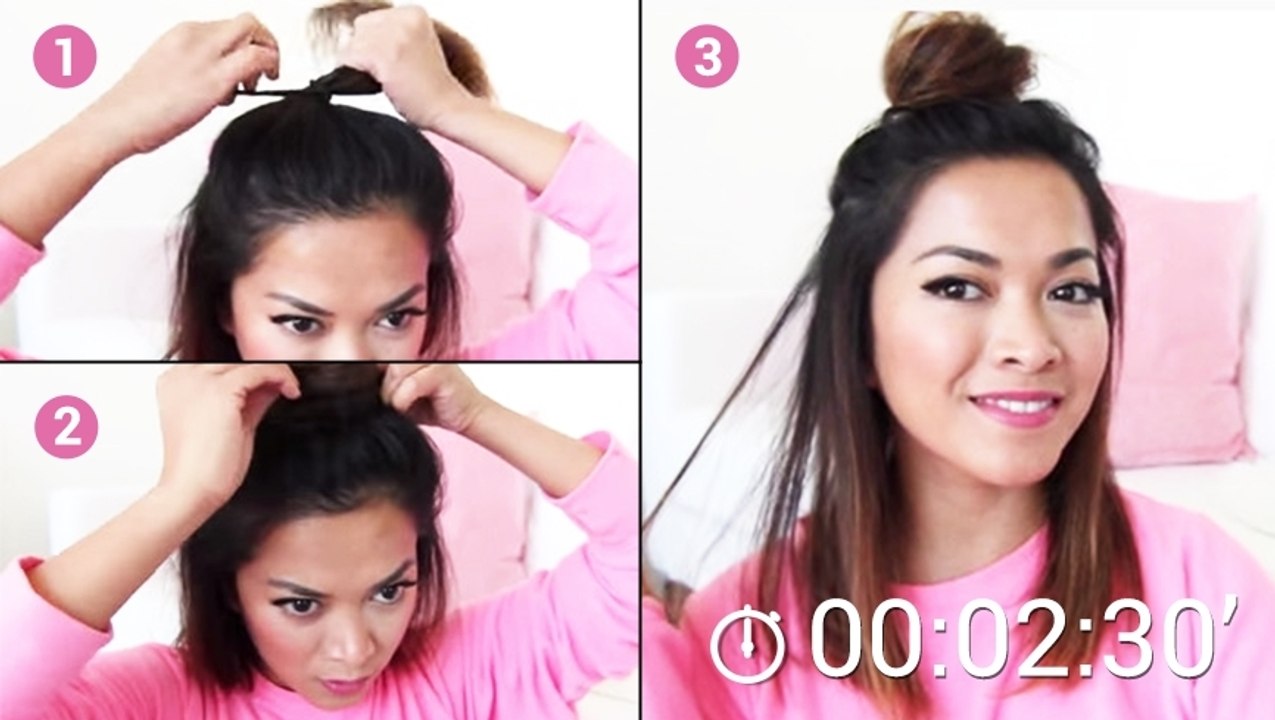 Vous n'avez pas d'idée pour coiffer vos cheveux mi longs ? Essayez ce bun très tendance !