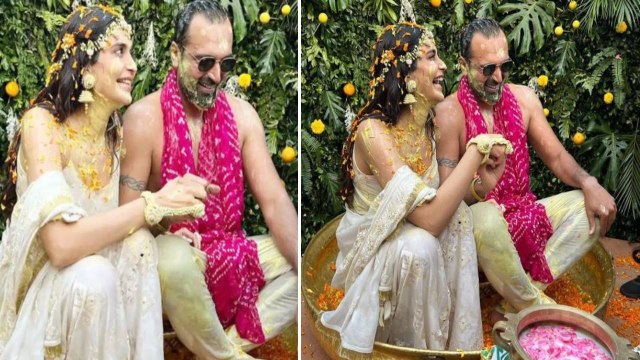 Karishma Tanna Haldi ceremony में दिखी खूबसूरत, मंगेतर Varun संग दिए पोज | FilmiBeat
